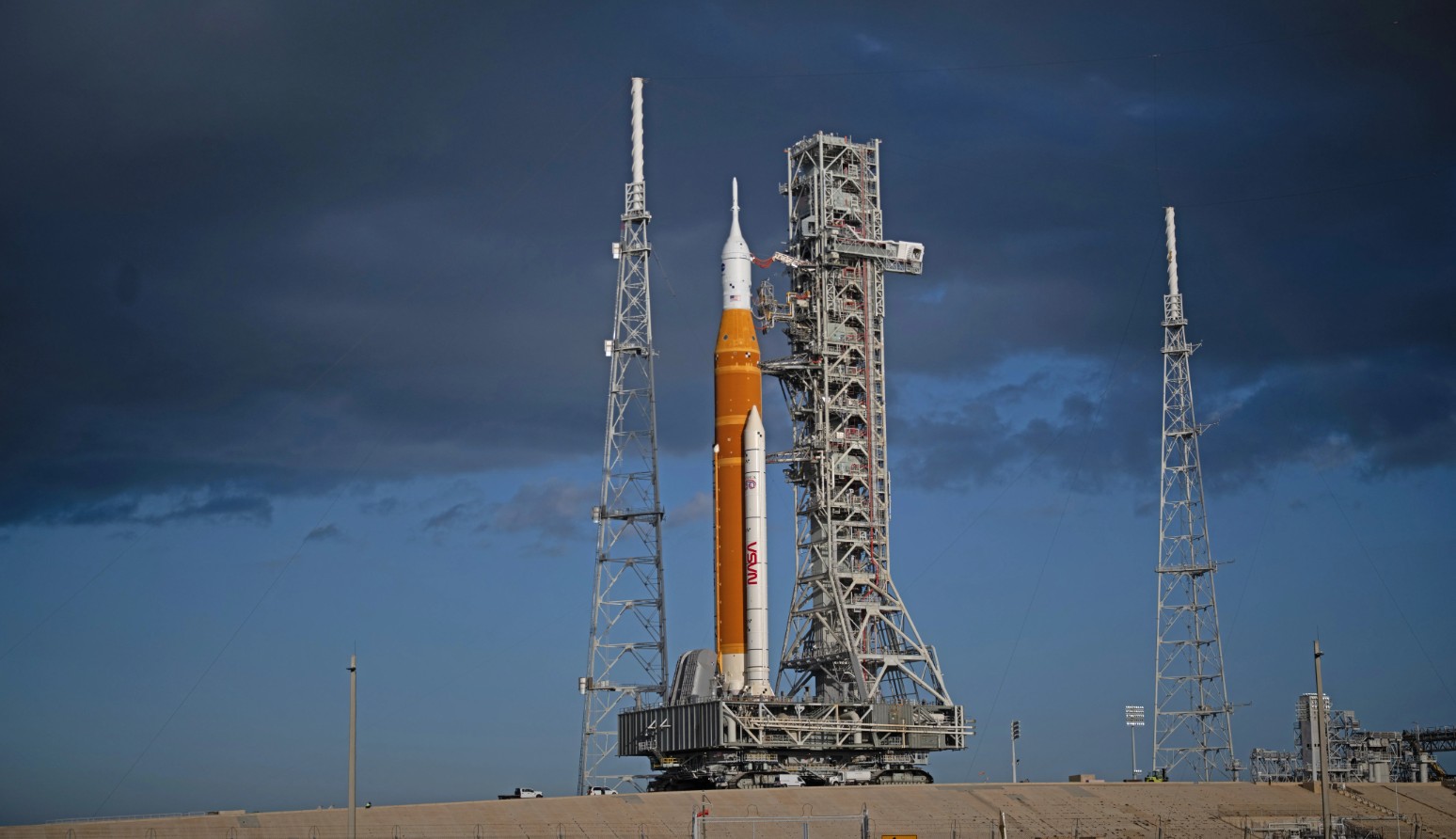 NASA Artemis II SLS rocket at Launch Pad 39B before April Moon mission